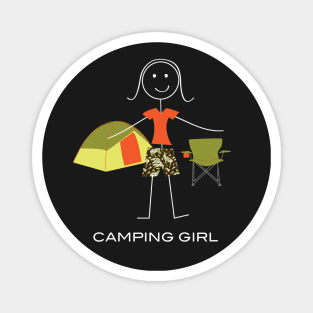 Funny Womens Camping Girl illustration Magnet